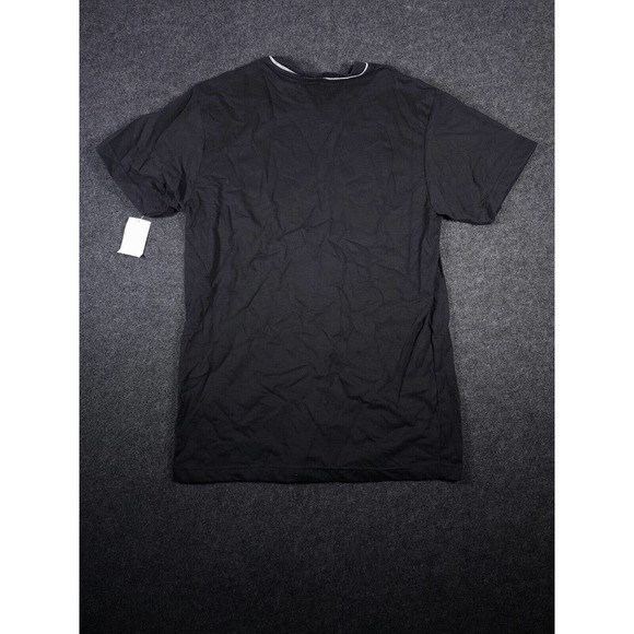 Badge Shirt Mens Small S Stretch Black Regular Short Sleeve V Neck Y2K NWT - Picture 8 of 11
